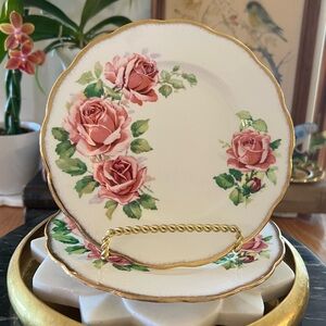 Pair of Queen Anne Lady Margaret Bread + Butter Dessert Side Plates Bone China